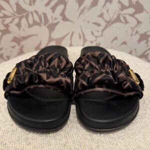 Fendi Black and Brown Slide Sandals